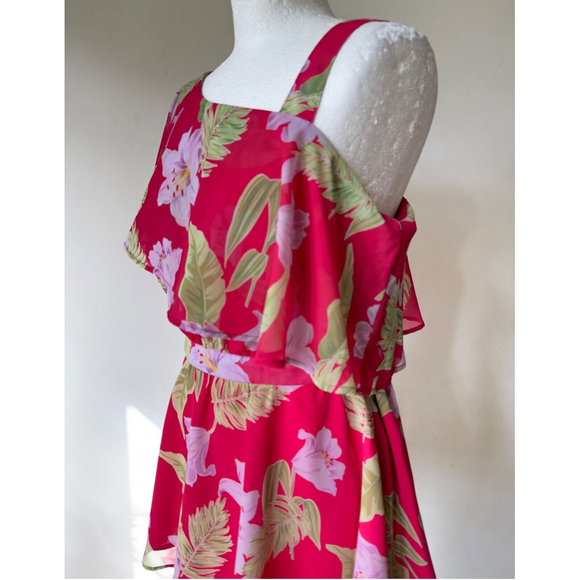 Lovedrobe One Shooulder bePink Floral Blouse Size 14 Chiffon Lined - Picture 3 of 3